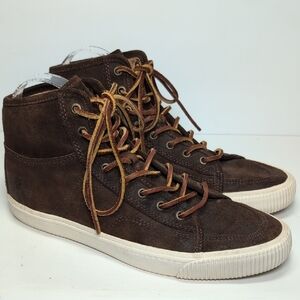 FRYE Walker mid lace brown leather high top sneakers men's size 9
